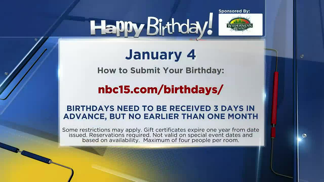 Birthdays For Wednesday, January 4