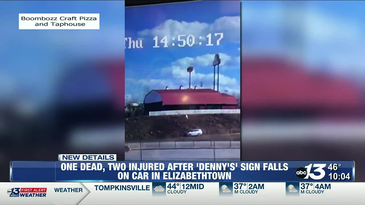 One dead, two injured after 'Denny's' sign falls on car in Elizabethtown