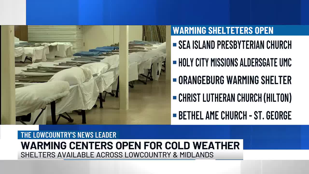 VIDEO: Several warming shelters to open across Lowcountry ahead of
