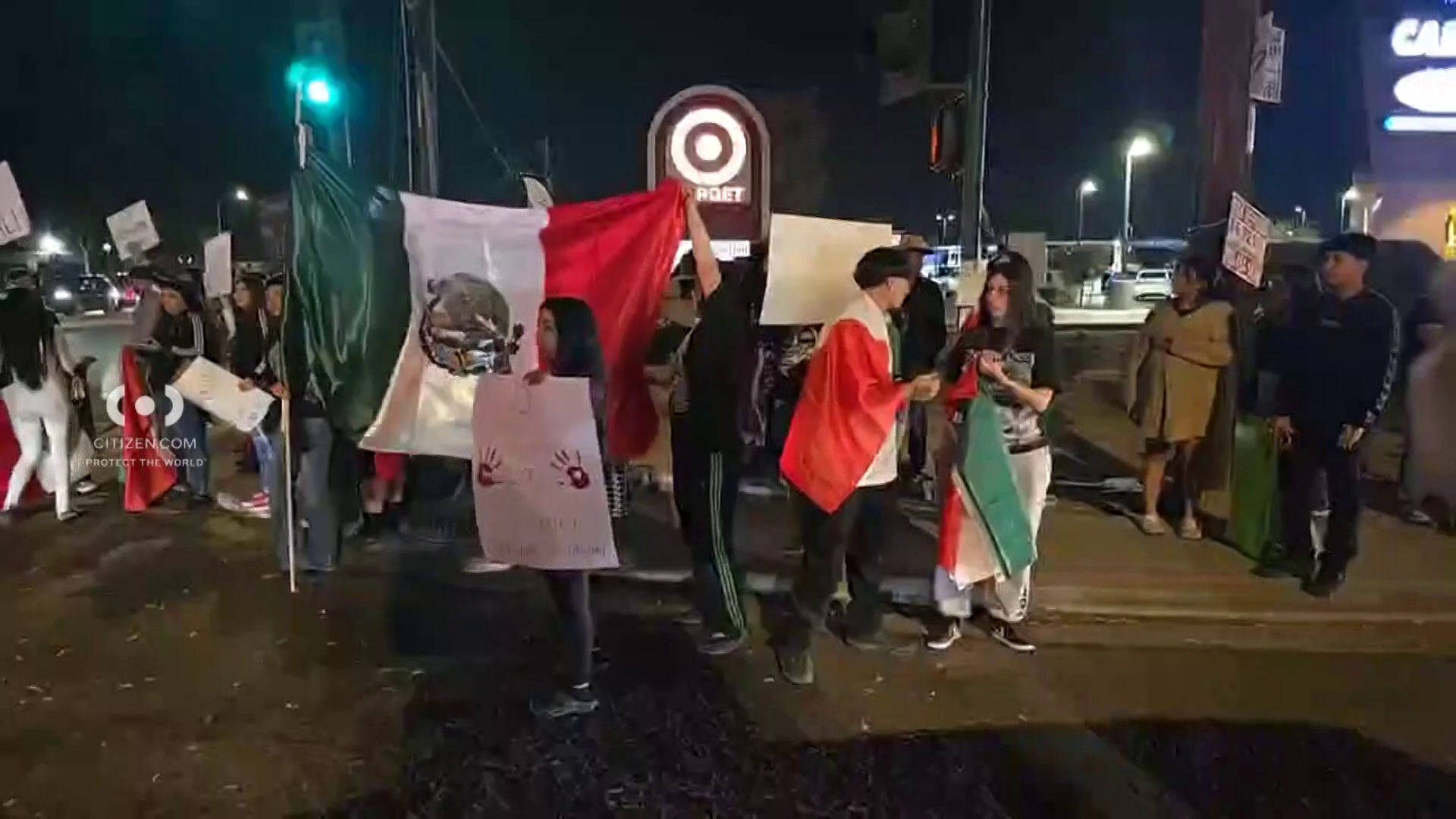 Protesters against Trump's immigration policy take over busy