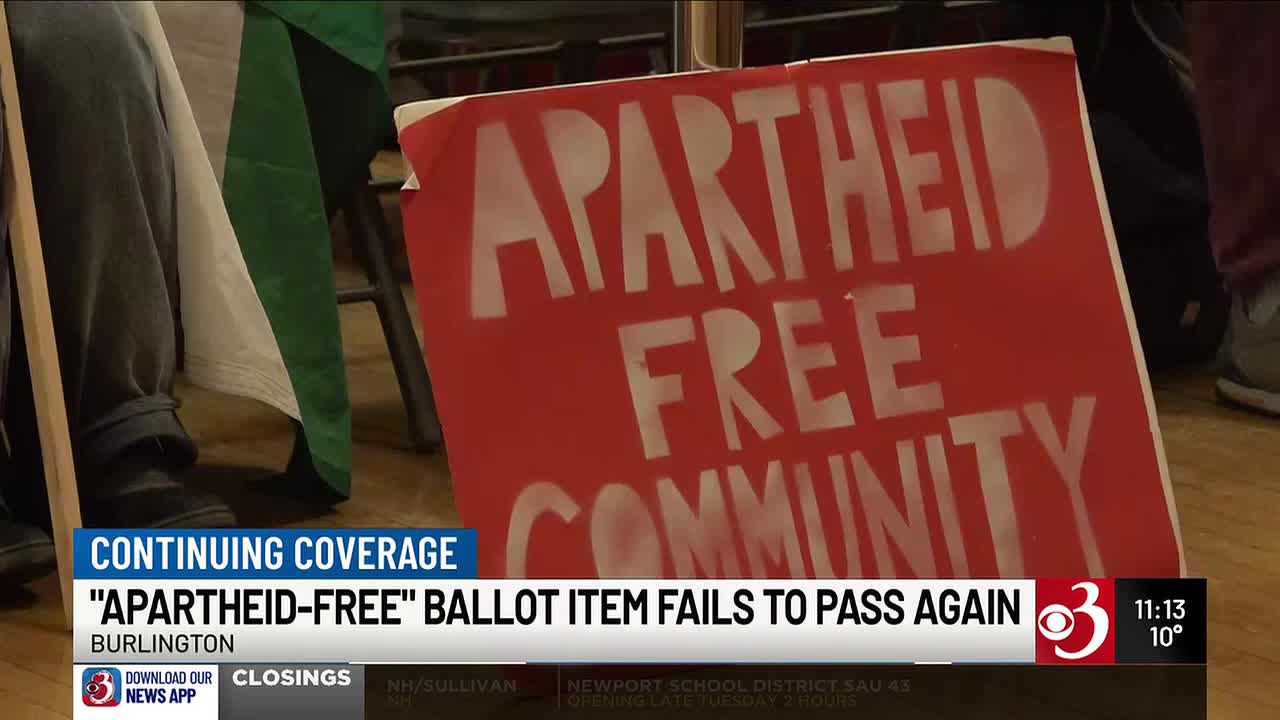 Burlington City Council rejects apartheid-free pledge ballot question