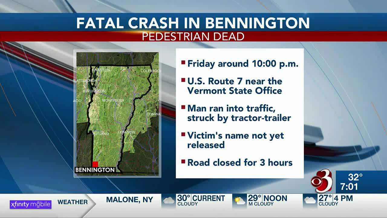Fatal crash involving pedestrian in Bennington Fatal crash involving pedestrian in Bennington