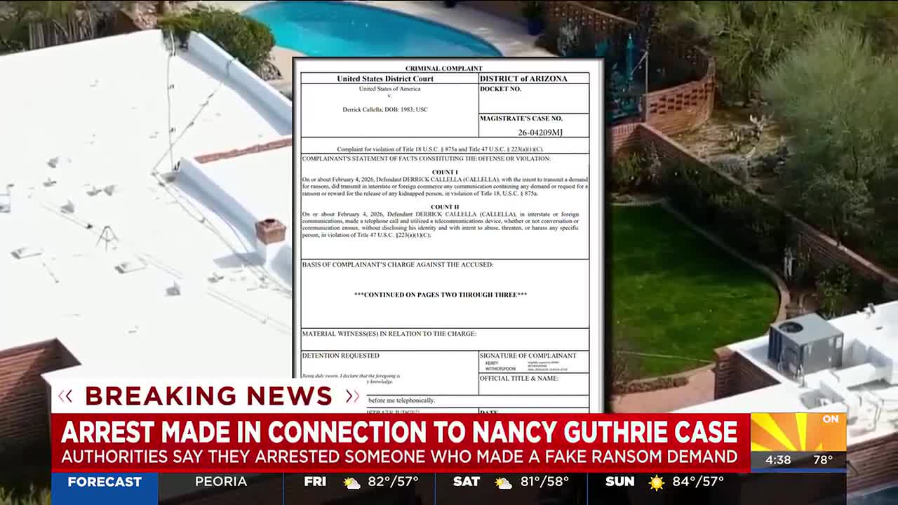 Arrest made after fake ransom demand in Nancy Guthrie case