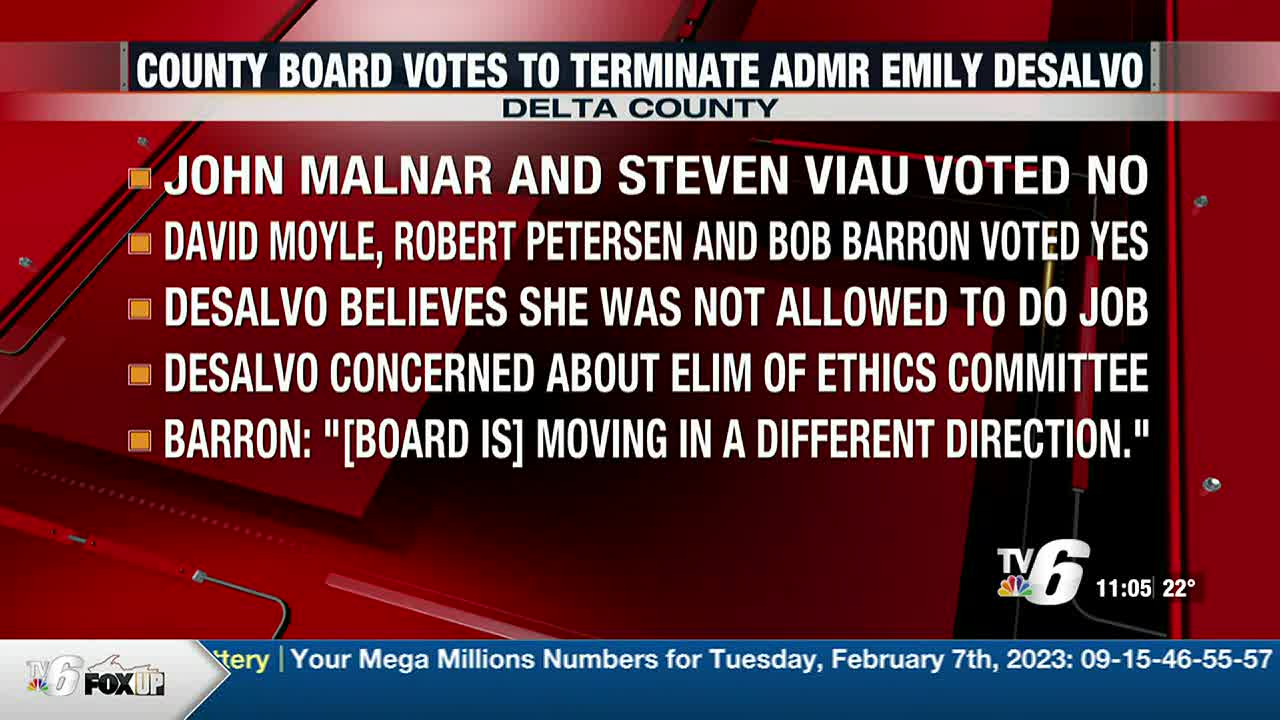 Delta County Board of Commissioners votes 3-2 to fire County Administrator  Emily DeSalvo