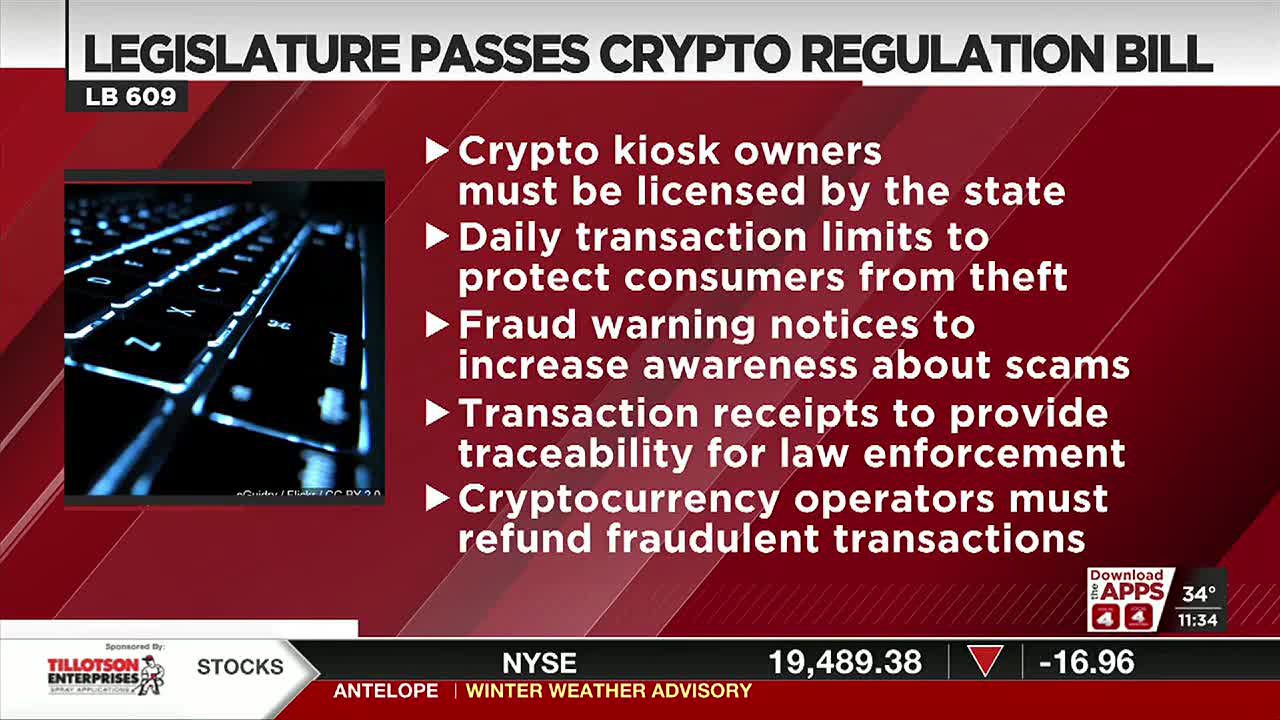 Nebraska Legislature passes cryptocurrency regulation bill
