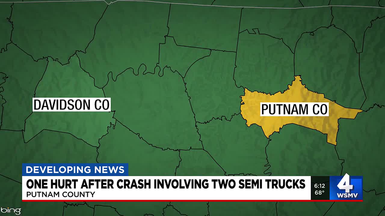 One hurt after crash involving two semi trucks