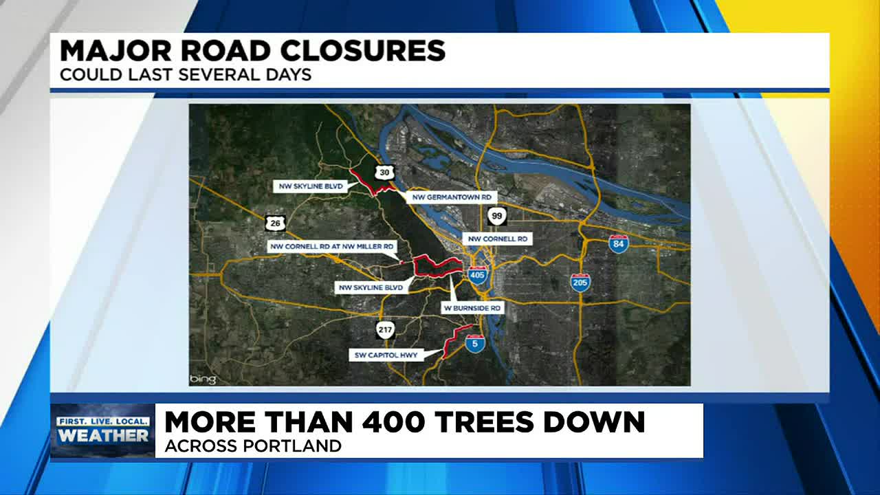 Portland Road Closures Map Pbot: Road Closures Likely To Continue For Several Days In West Hills Of  Portland
