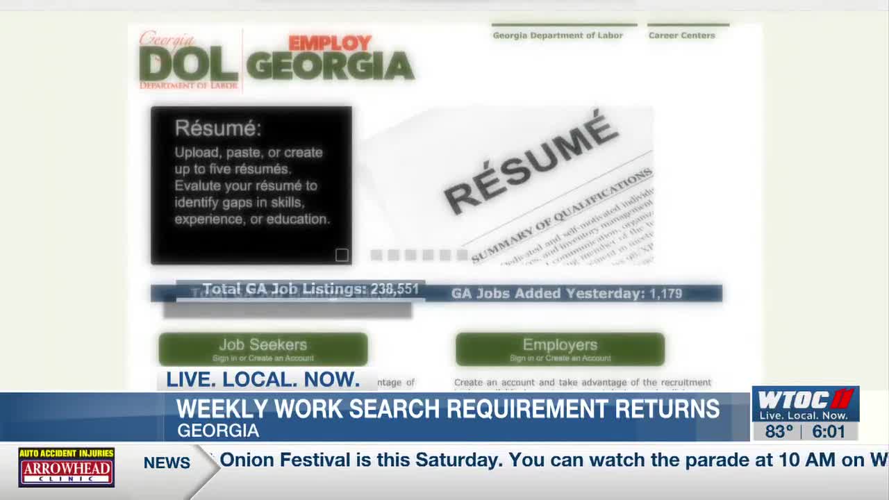 Weekly work search requirements return for Ga. unemployment