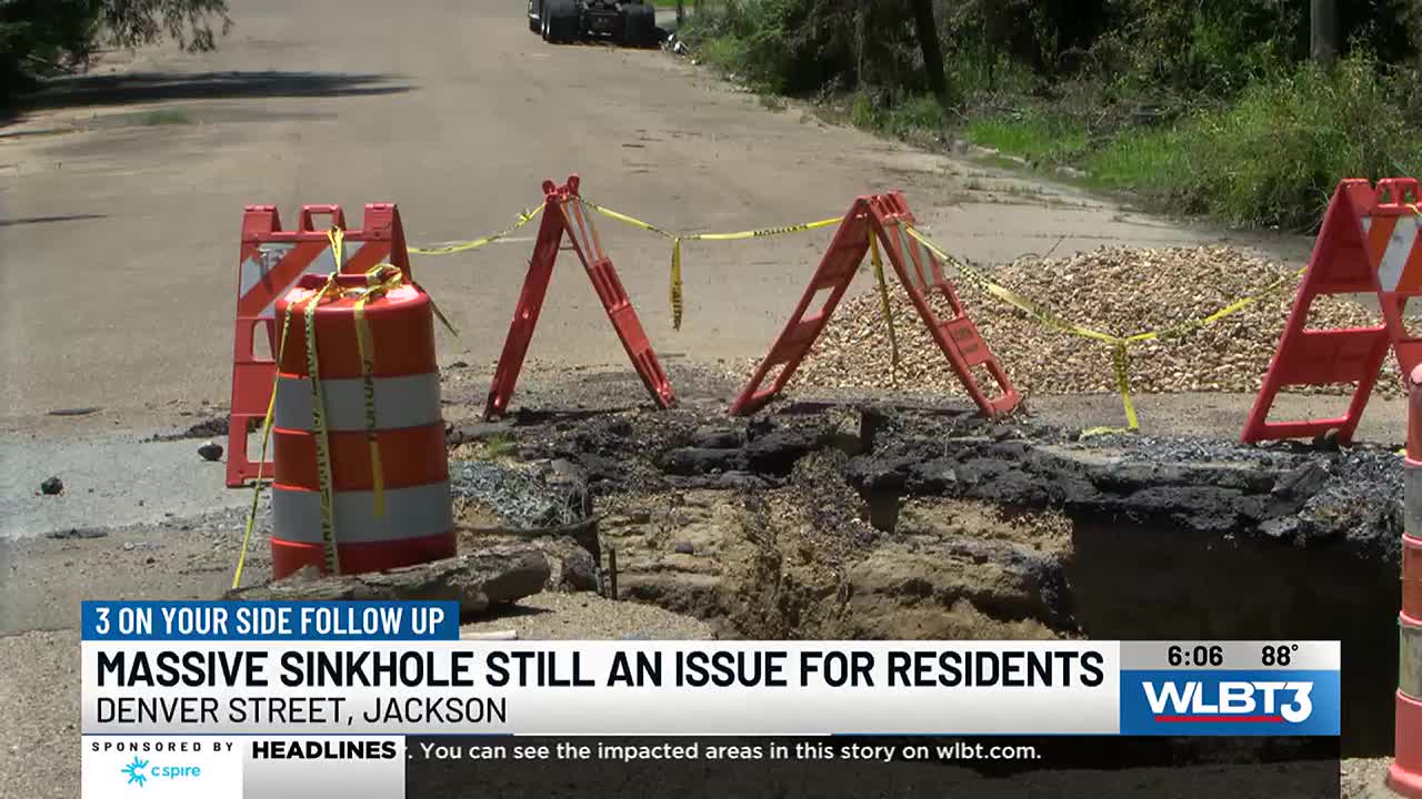 Massive sink hole in West Jackson still not filled