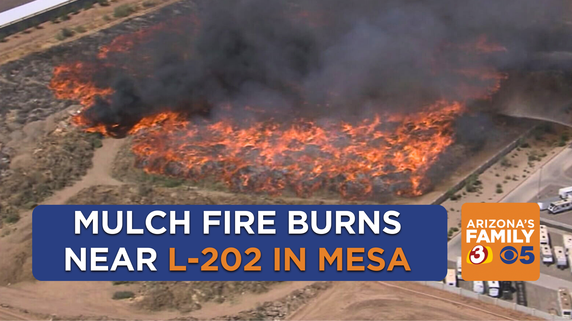 Image of Smoke plume rising from mulch fire