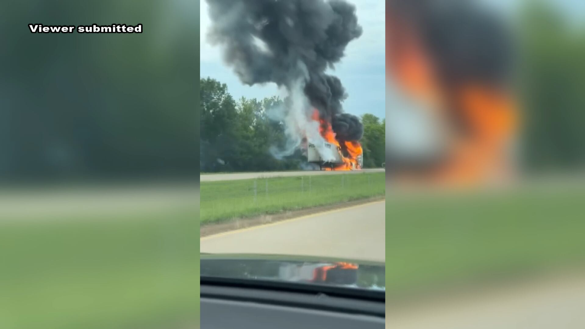 18-wheeler on fire on I-49 near Alexandria