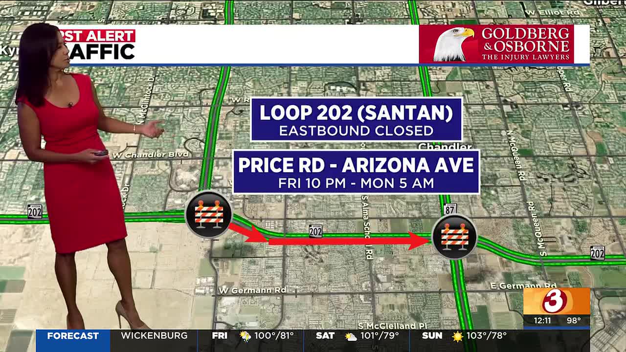 Weekend freeway closures to watch across the Phoenix area
