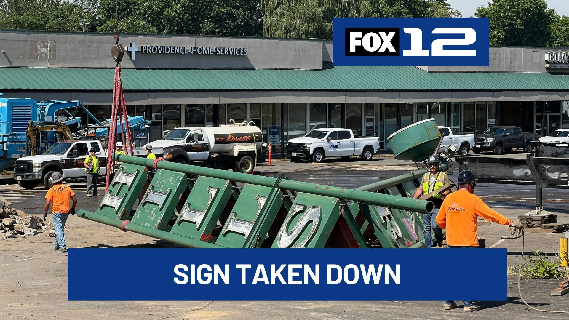 Iconic Cedar Hills Shopping Center sign comes down as