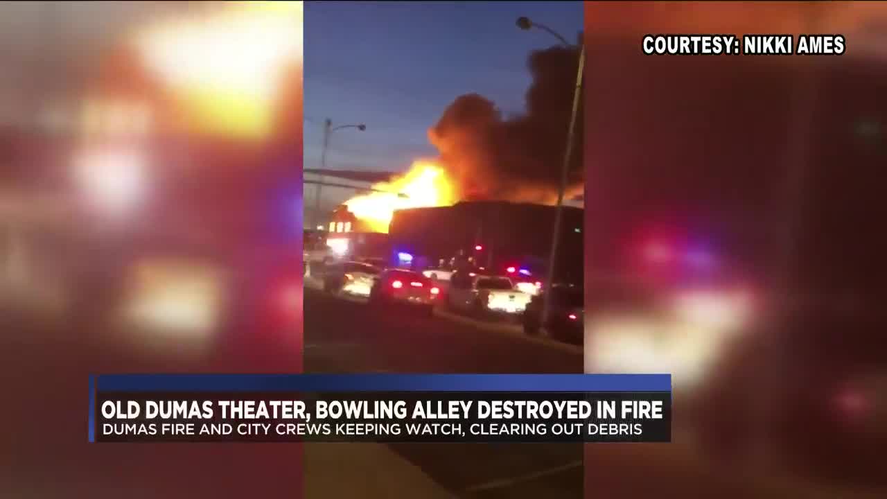 Old Dumas theater, bowling alley destroyed in fire