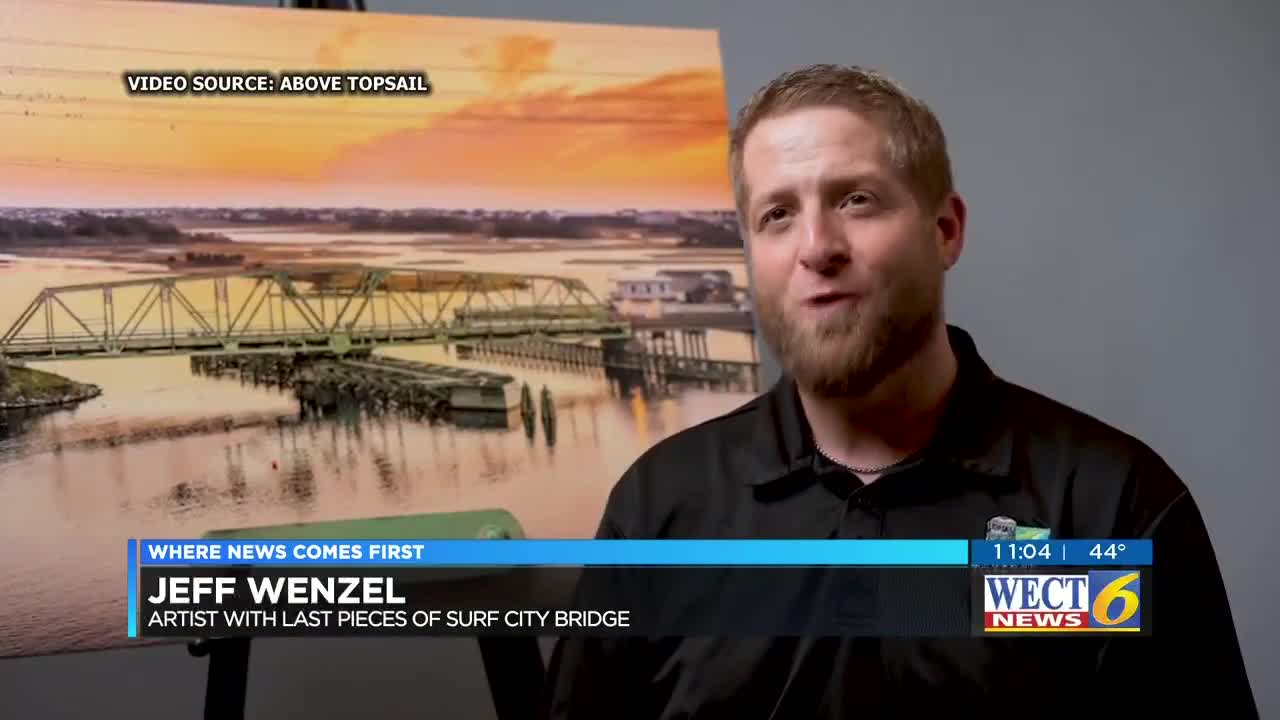 Artist selling only remaining pieces of Surf City Swing Bridge in  commemorative art