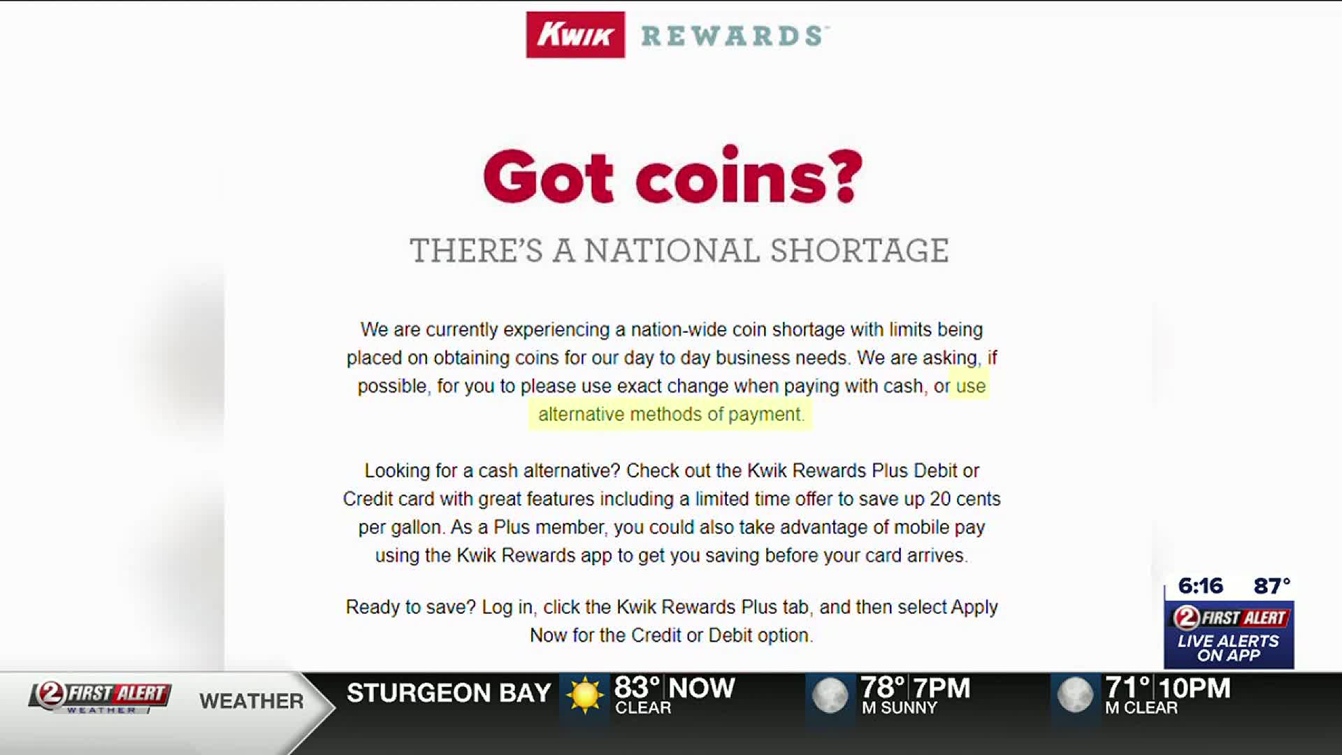 NE Wisconsin stores affected by coin shortage