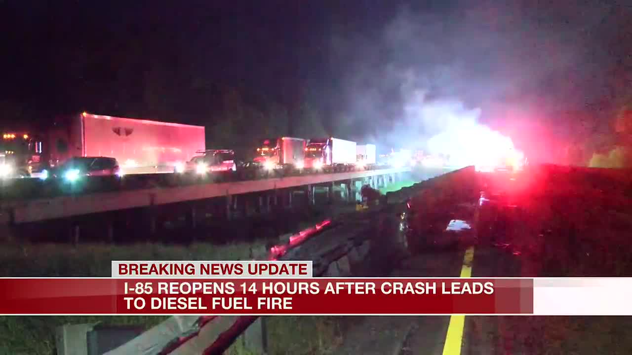 I 85 Reopens 14 Hours After Crash Diesel Fuel Fire