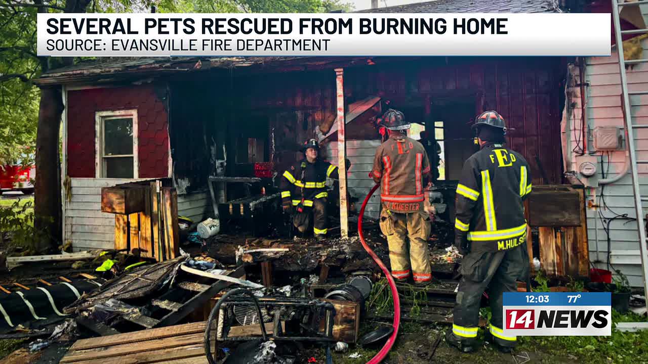 Evansville crews rescue multiple pets from burning home