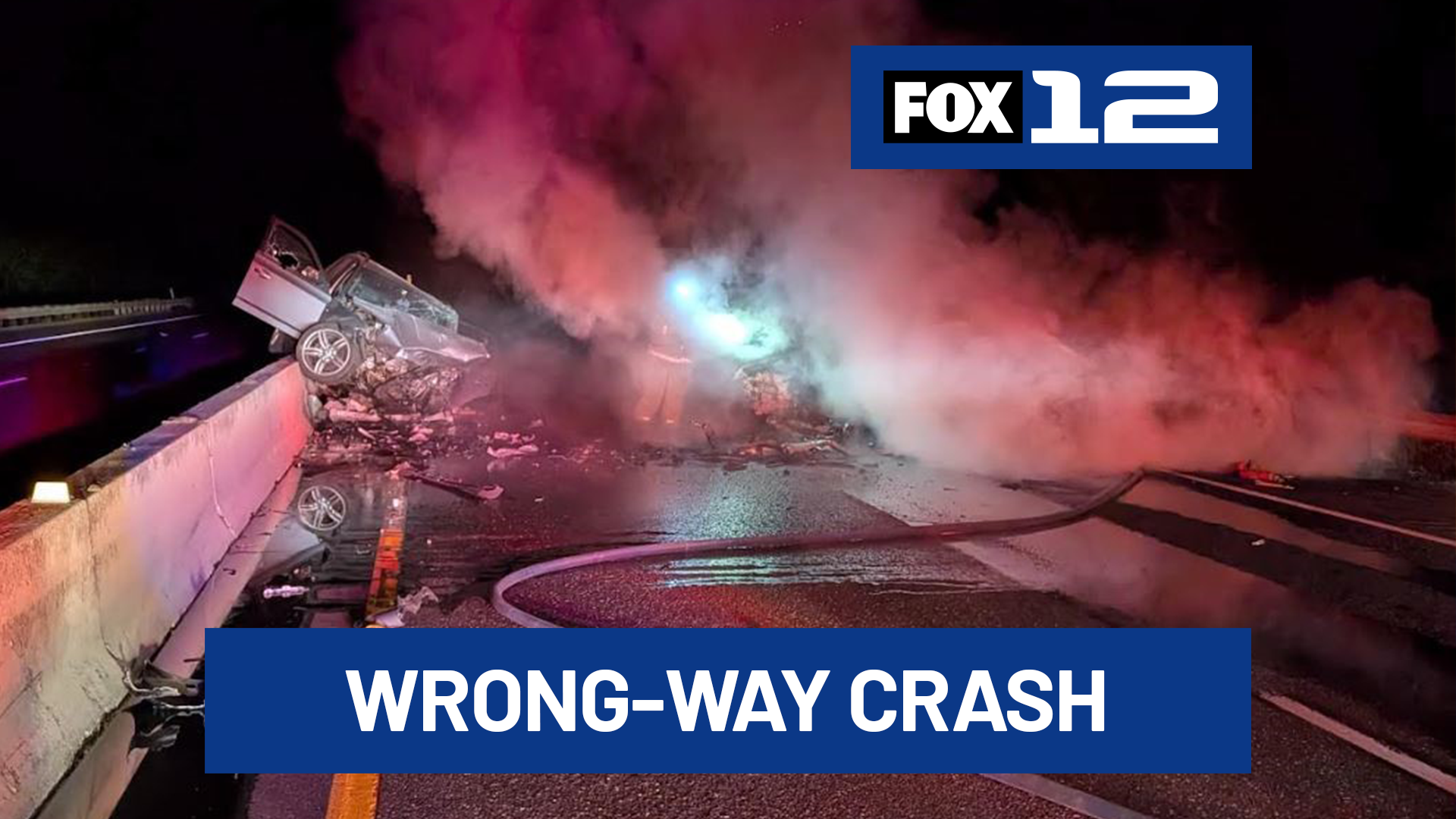 Driver dies in fiery wrong-way crash on Oregon freeway