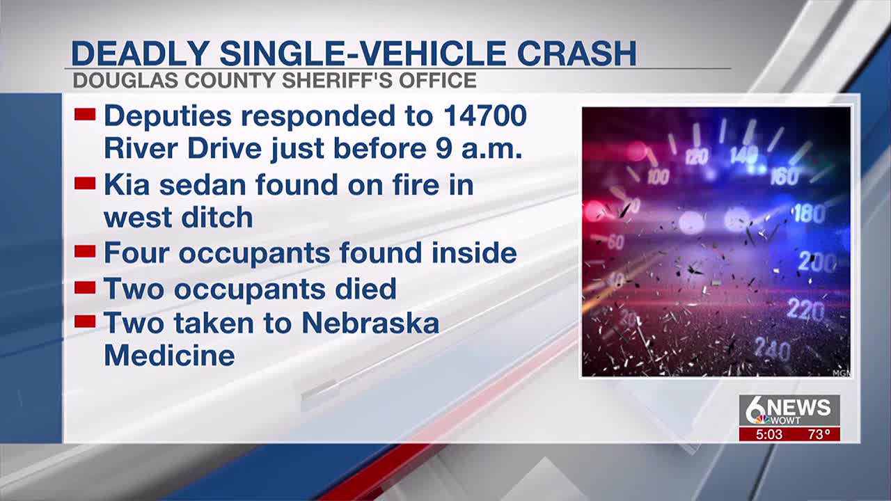 2 dead, 2 injured in crash, vehicle fire north of Omaha