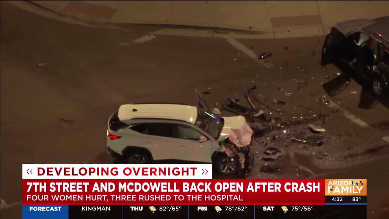 3 women seriously hurt in central Phoenix crash