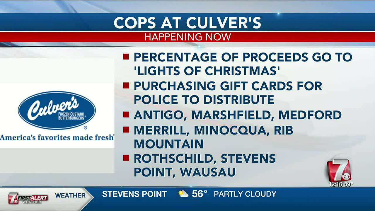 Cops At Culver's Day Helping To Raise Funds For Holiday Gift Card Program