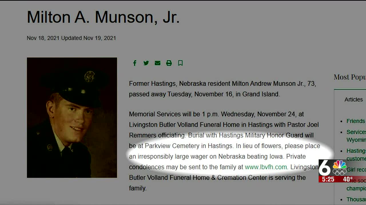 Huskers Fans Donate Thousands Of Dollars For A Community Bet At The Request Of Milt Munson Who Died Last Week