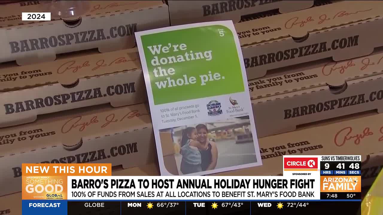 Barro’s Pizza locations in Arizona to host holiday hunger fight