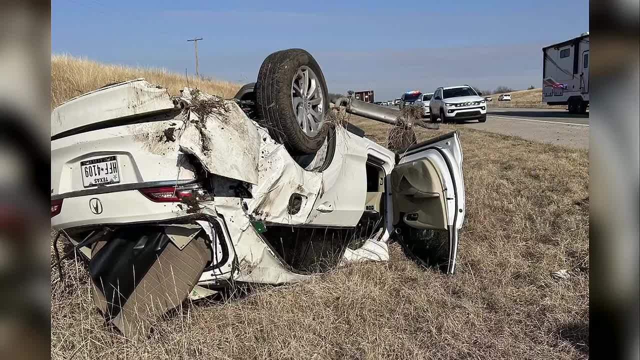 Vehicle rolls over multiple times in major accident on I-35